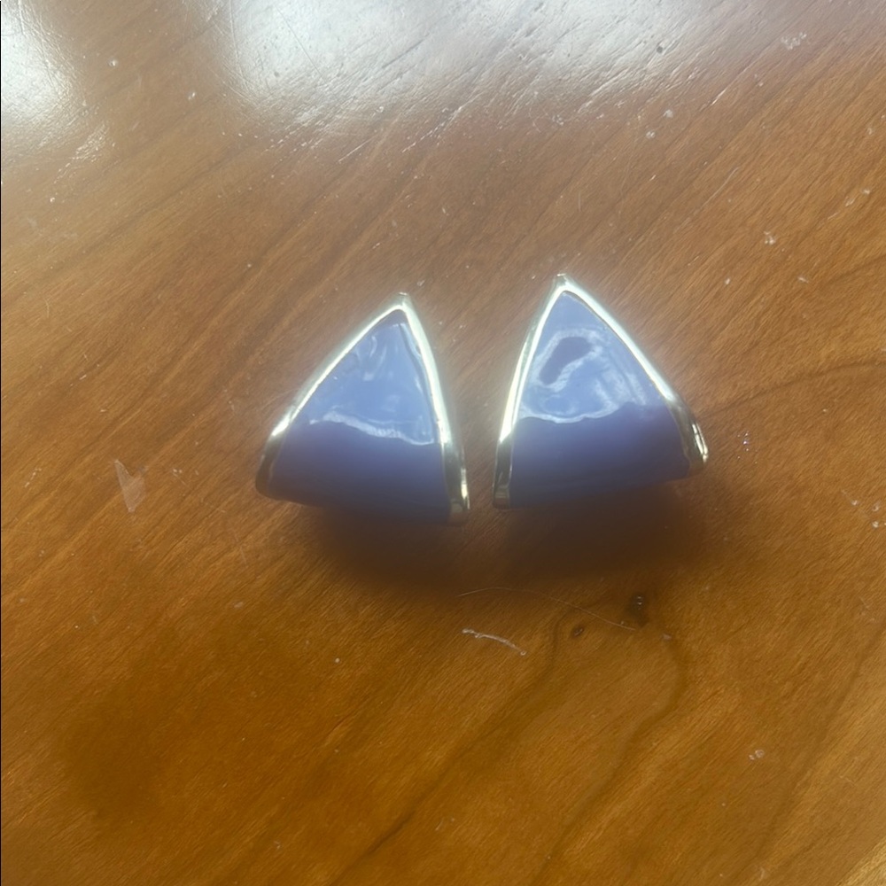 Gold and Purple Triangle Earrings